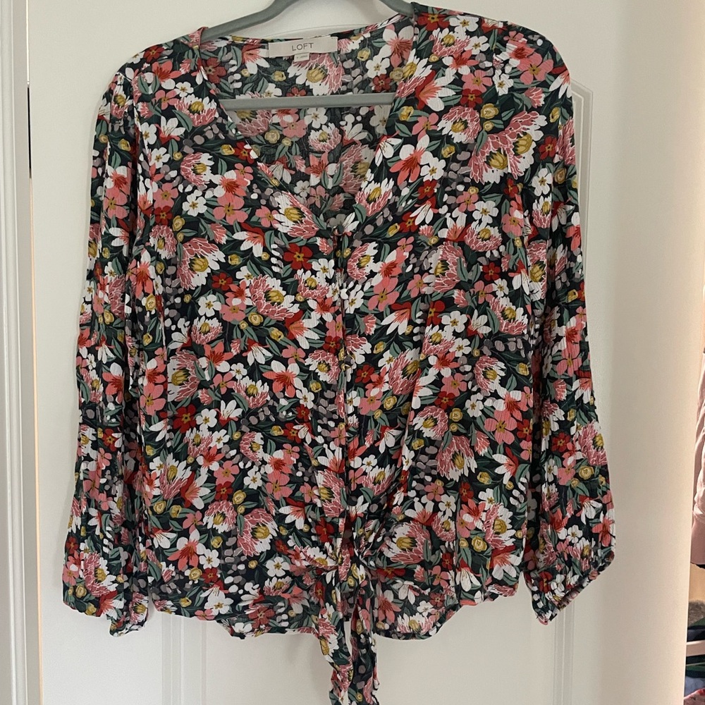 Floral Tie Blouse size S LOFT